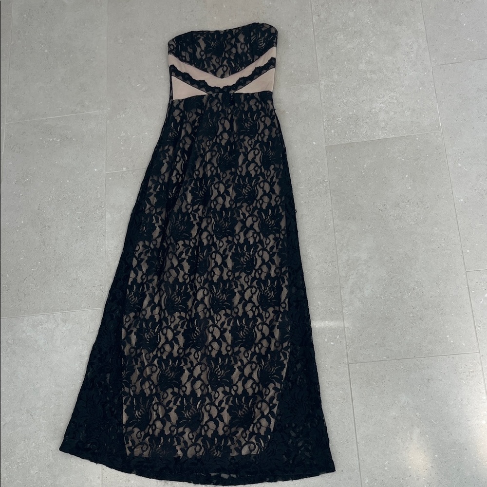 Black Lace Strapless Dress
